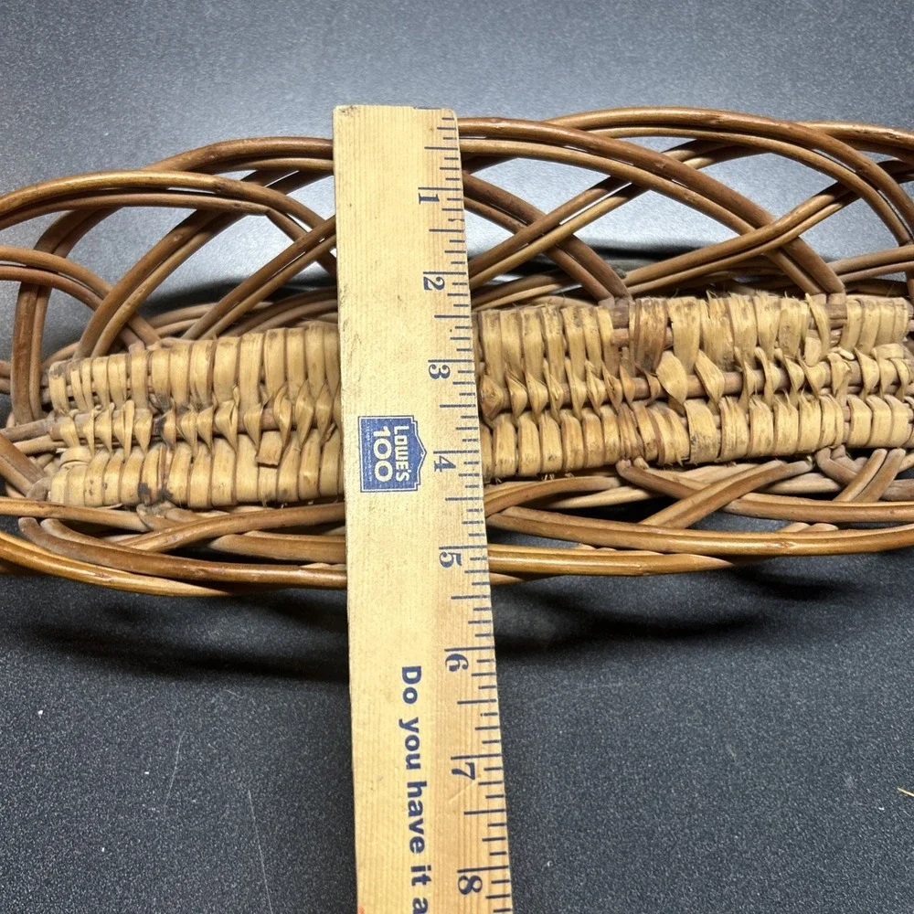 Vintage Woven Wicker Weave Oval Baguette Bread Basket French Country 14